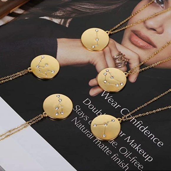 Gemini 18K Gold Plated Zodiac Necklace - Picture 2 of 3
